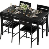 IRONCK Dining Table Set for 4, Wood Kitchen Table with Upholstered Chairs for Kitchen Room and Small Spaces, Rustic Brown