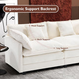 Ihanherry 146" U-Shaped Modern Sofa Modular Sectional Cloud Couch with 2 Ottoman, 6-Seat Chenille Deep Seat Sofa with 6 Pillows for Living Room, Bedroom and Apartment, Grey