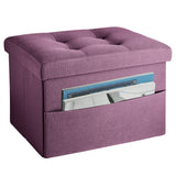 LINMAGCO Ottoman Storage Ottoman with Storage Small Foot Rest Stool Under Desk Stool Short Folding Footrest Linen Cloth Dark Gray 16X12X12IN