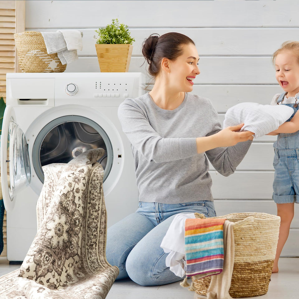 TOPRUUG Washable Oriental Area Rug - 12x15 Rugs for Living Room Soft Carpet for Bedroom Waterproof Floral Distressed Indoor Stain Resistant Non-Shedding Floor Carpets (Green, 12x15)