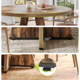 LITTLE TREE Round Dining Table for 4-6 People, 47 Inches Dining Room Table with Wooden Pedestal Base, Brown Dinner Tables, Circle Kitchen Tables for Dining Room, Kitchen, Living Room(Table Only)