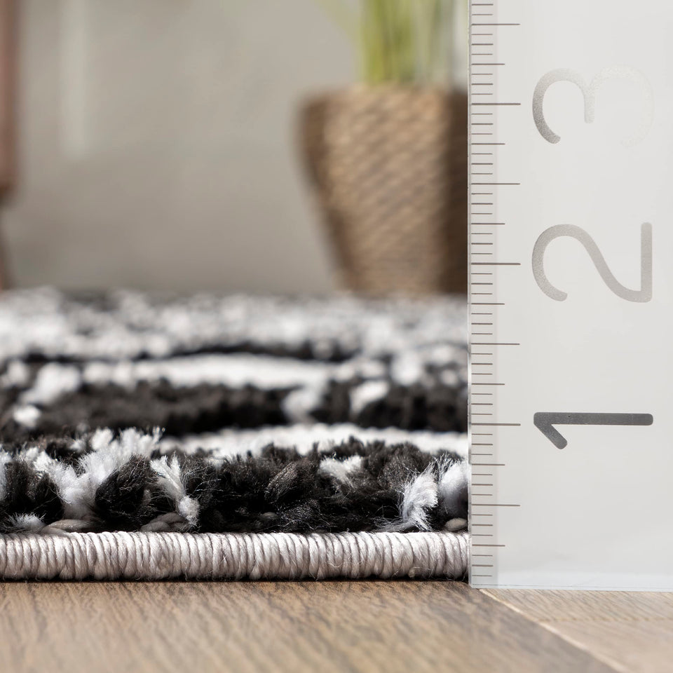 nuLOOM 8x11 Ansley Moroccan Tassel Area Rug, Light Grey, High-Low Textured Bohemian Design, Plush High Pile, Stain Resistant, For Bedroom, Living Room, Hallway, Entryway