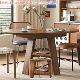 43.3in-59in Extendable Round Dining Table for 4-8,Modern Kitchen Oval Dining Table with Removable Leaves Space Saving,Wood Base with Storage Shelf for Kitchen Living Room (Walnut)