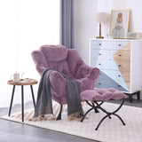 LITA Lazy Chair with Ottoman, Modern Accent Leisure Upholstered Lazy Sofa Armchair, Contemporary Lounge Reading Chair with Armrests and a Side Pocket for Living Room, Bedroom & Small Space, Dark Grey