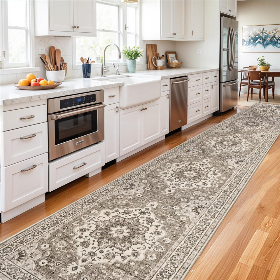 TOPRUUG Washable Oriental Area Rug - 12x15 Rugs for Living Room Soft Carpet for Bedroom Waterproof Floral Distressed Indoor Stain Resistant Non-Shedding Floor Carpets (Green, 12x15)