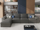 EASE MOOSE Leather Sectional Couch, Oversized Modular Sectional Sofas, Wide Deep Seat Modular Couch, Scratch Resistant Faux Leather Material, L Shaped Sofa for Big Spaces,Beige