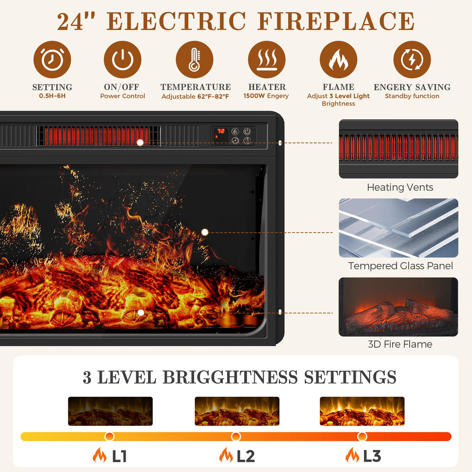 59'' Fireplace TV Stand with 3D Flame Electric Fireplace Heater, 34'' Tall Farmhouse TV Stand for 65 Inch TV, Entertainment Center TV Console with 2 Drawers, Sliding Barn Door for Living Room - White