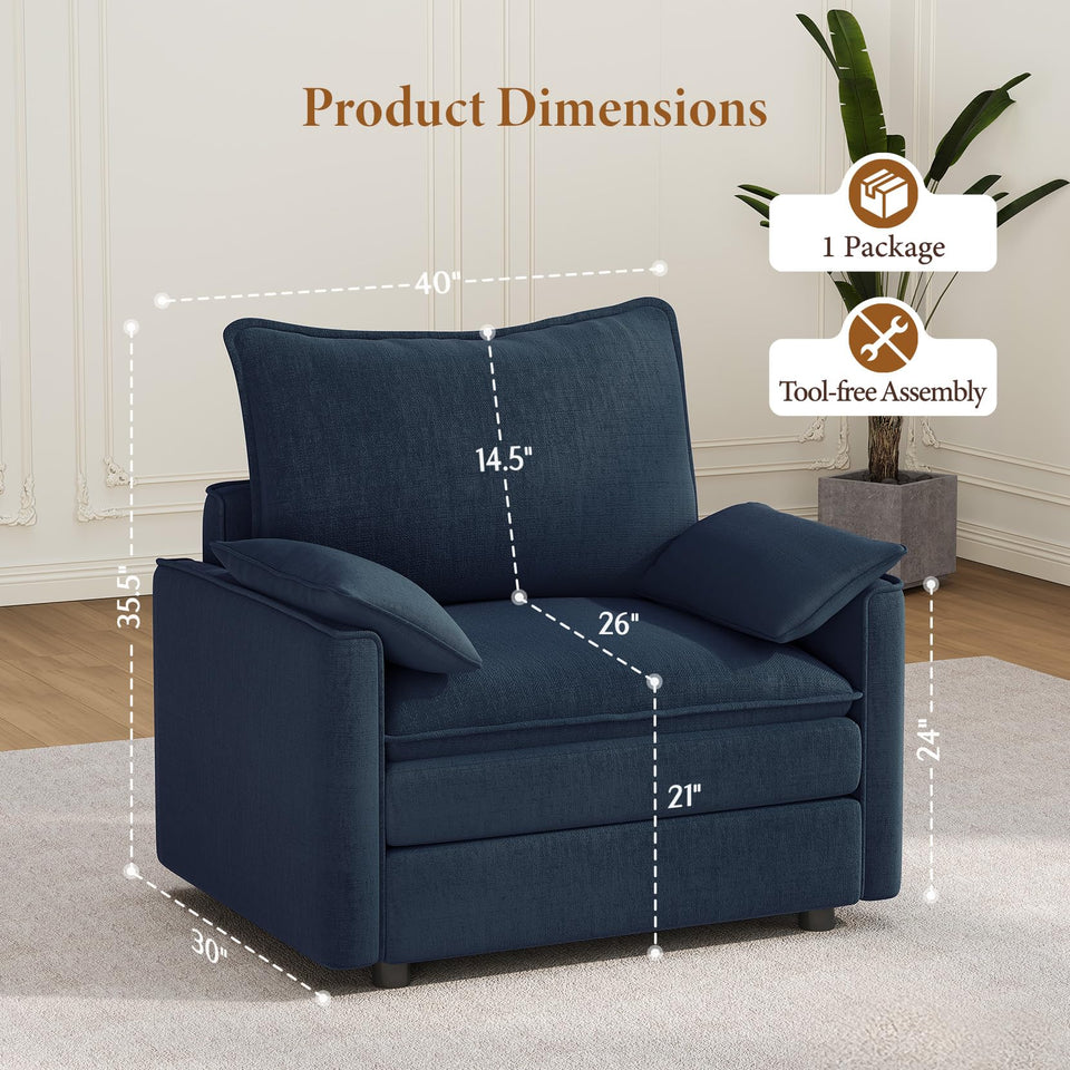 Vesgantti 142" U Shaped Sectional Couch, Comfy Cloud Modular Sectional Sofa with 2 Ottoman Deep Seat Chenille Modern Cloud Sofa, Modular Sofas for Living Room, Bedroom and Apartment, Beige