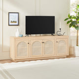 Walker Edison Sasha 4-Door Reeded Sideboard Buffet with Cord Management, 70 Inch, Coastal Oak