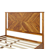 Bme Vivian 14 Inch Deluxe Bed Frame with Headboard, Rustic & Scandinavian Style with Solid Acacia Wood, No Box Spring Needed, 12 Strong Wood Slat Support, Easy Assembly, King, Rustic Golden Brown