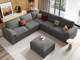 EASE MOOSE Leather Sectional Couch, Oversized Modular Sectional Sofas, Wide Deep Seat Modular Couch, Scratch Resistant Faux Leather Material, L Shaped Sofa for Big Spaces,Beige
