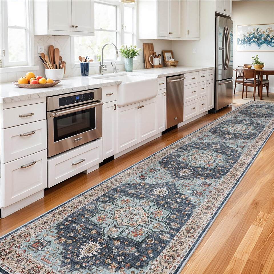 TOPRUUG Washable Oriental Area Rug - 12x15 Rugs for Living Room Soft Carpet for Bedroom Waterproof Floral Distressed Indoor Stain Resistant Non-Shedding Floor Carpets (Green, 12x15)