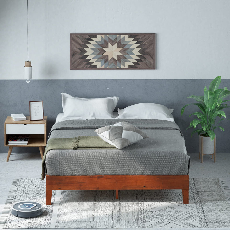 ZINUS Vivek Deluxe Wood Platform Bed Frame with Headboard, Wood Slat Support, No Box Spring Needed, Easy Assembly, Queen