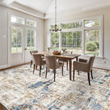 12x15 Area Rug for Living Room – Large Modern Neutral Abstract Thin Washable Carpet, Soft Low Pile Non-Slip Stain-Resistant for Bedroom Dining Room Home Office (Beige Grey)