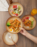 Pokini 24 Piece Dinnerware Sets for 8, Modern Stoneware Plates and Bowls Setst, Perfect for Family Gatherings & Holiday Celebrations, Easy Cleaning Dishes Set, Stack Compactly Dishware, Brown Green