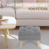 OGEMXU Storage Ottoman, Small Foot Stool Ottoman with Storage, Boucle Teddy Velvet Foot Rest with Padded Seat, Sturdy Wood Legs Stool for Living Room, Bedroom, Couch, Enterway (Cream)