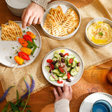 Bloomhouse Santorini Mist Double Bowl Terracotta Reactive Glaze Plates and Bowls Dinnerware Set - Amber, Service for Four (16pcs)