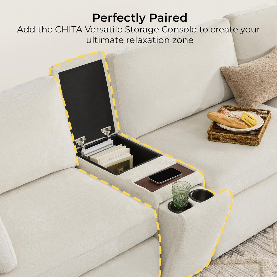 CHITA Oversized Modular Sectional Sofa, FSC Certified L Shaped Sectional Couches for Living Room, 112 inch Width,4 Seat Modular Sofa with Storage Ottoman, Linen