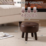 oakvivo 13in Small Foot Stool Ottoman, Round Faux Leather Foot Rest for Couch, Under Desk Pouf Footstool Footrest with Non-Skid Rubber Legs for Ling Room, Bedroom, 13''L x 13''W x 10.2''H, Green