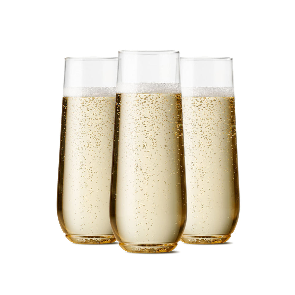 TOSSWARE POP 9oz Flute, Premium Quality, Recyclable, Unbreakable & Crystal Clear Plastic Champagne Glasses,Flute , 12 Count (Pack of 1)