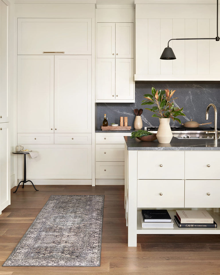 Loloi Layla Collection LAY-03 Olive/Charcoal 9'-0" x 12'-0" .13" Thick Area Rug, Soft, Durable, Vintage Inspired, Distressed, Low Pile, Non-Shedding, Easy Clean, Printed, Living Room Rug