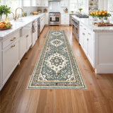 TOPRUUG Washable Oriental Area Rug - 12x15 Rugs for Living Room Soft Carpet for Bedroom Waterproof Floral Distressed Indoor Stain Resistant Non-Shedding Floor Carpets (Green, 12x15)