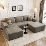 135.4" Cloud Modular Sectional Couch with 1 Ottoman,Modern Minimalist Upholstered Couches, Comfort U Shaped Sofa for Living Room,Deep Seat Corner Couch，No Assembly Required (Black,Left Facing Chaise)