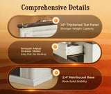 PRAISUN 70'' Fireplace TV Stand with 42'' Electric Fireplace, Farmhouse TV Stand for 65 75 Inch TV, Entertainment Center TV Console with 3 Drawers, Fluted Design, for Living Room, Distressed White