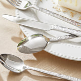 KINGSTONE 60 Pcs Black Hammered Silverware Set for 12, 18/10 Stainless Steel Heavy Duty Flatware Set, Tableware Cutlery Utensil Sets for Home Restaurant Dishwasher Safe