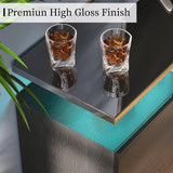 AMERLIFE Fireplace TV Stand with 36" Fireplace, 70" Modern High Gloss Fireplace Entertainment Center LED Lights, 2 Tier TV Console Cabinet for TVs Up to 80", Obsidian Black