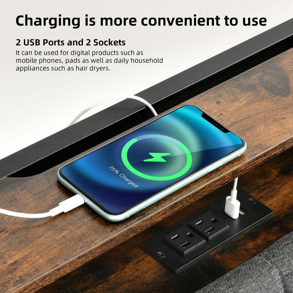 YITAHOME King Size Bed Frame with Adjustable Headboard, 4 Storage Drawers and RGB LED Lights, Velvet Upholstered Platform Bed with USB Ports, No Box Spring Needed, Fast Assembly, Noise-Free, Black