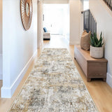 12x15 Area Rug for Living Room – Large Modern Neutral Abstract Thin Washable Carpet, Soft Low Pile Non-Slip Stain-Resistant for Bedroom Dining Room Home Office (Beige Grey)