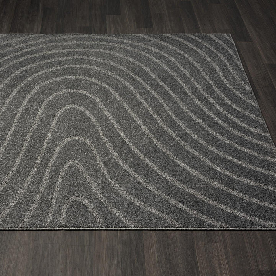 LUXE WEAVERS Modern Geometric Wave Cream 9x12 Area Rug