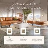 POLY & BARK Napa 72" Apartment Sofa – Italian-Tanned Full-Grain Pure-Aniline or Semi-Aniline Leather, Feather-Down Cushioning, Kiln-Dried Solid Wood Frame, Walnut Legs - Cognac Tan