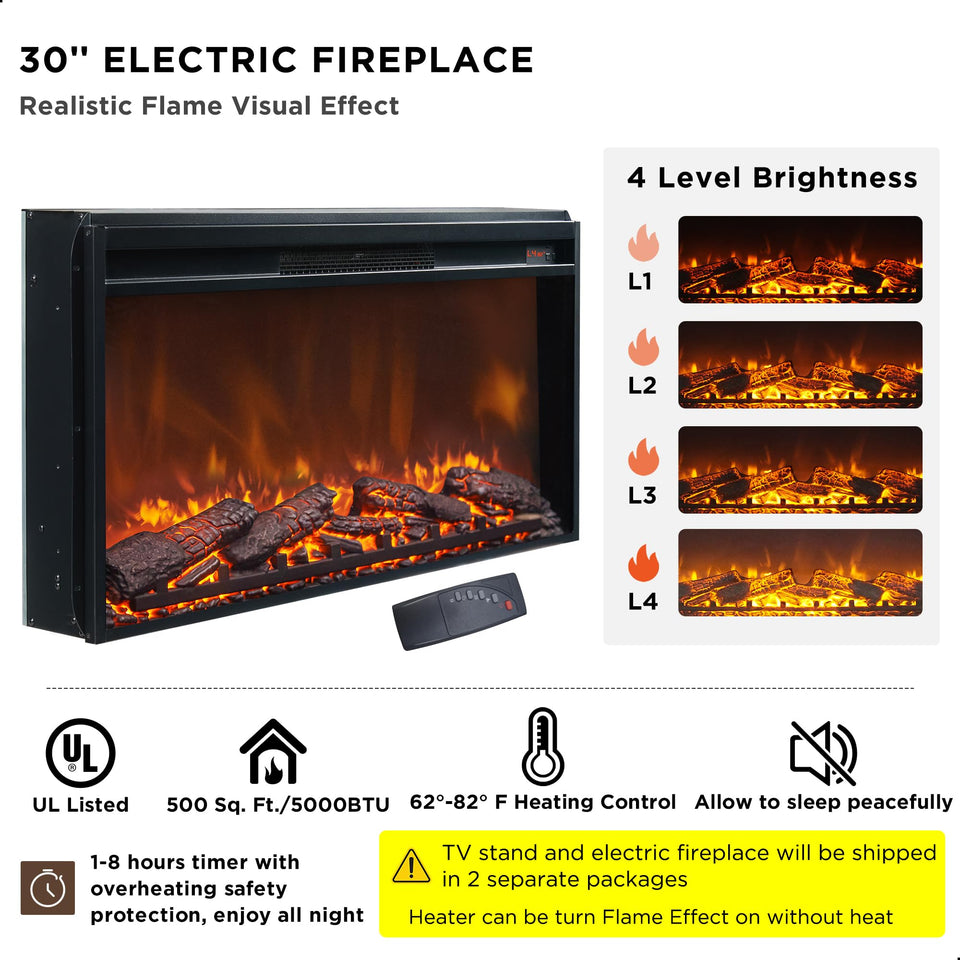 JXQTLINGMU Farmhouse Fireplace TV Stand for Up to 80 Inch TV, Entertainment Center with 30" Electric Fireplace for 65 75 Inch TV, 70" TV Stand with Storage Cabinet Drawer for Living Room (Off White)