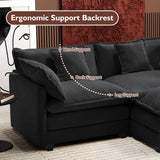 Ihanherry 146" U-Shaped Modern Sofa Modular Sectional Cloud Couch with 2 Ottoman, 6-Seat Chenille Deep Seat Sofa with 6 Pillows for Living Room, Bedroom and Apartment, Grey