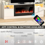 OUTGUAVA Fireplace TV Stand for 80 Inch TV, TV Stand with 36" Fireplace, LED Light Entertainment Center with Storage Cabinets, Media TV Console TV Table for Living Room, Black