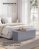 SONGMICS MAZIE Collection - 43 Inches Folding Storage Ottoman Bench, Ottoman with Storage, Foot Rest Stool, Load 660 lb, for Living Room, Synthetic Leather, Black ULSF701