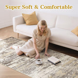 Area Rugs for Living Room: 12x15 Abstract Washable Rug Modern Neutral Large Soft Stain Resistant Non-Slip Backing Machine Table for Bedroom Dining Room Indoor Home Office Carpet - Gold Brown