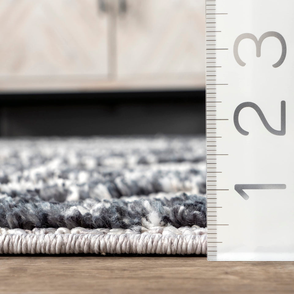 nuLOOM 8x11 Ansley Moroccan Tassel Area Rug, Light Grey, High-Low Textured Bohemian Design, Plush High Pile, Stain Resistant, For Bedroom, Living Room, Hallway, Entryway