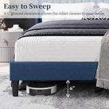 Yaheetech King Bed Frame Upholstered Platform Bed with Fabric Headboard, Wing Edge Design/Non-Slip and Noise-Free/Wooden Slats Support/No Box Spring Needed/Easy Assembly, Ivory King Bed