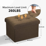 LINMAGCO Ottoman Storage Ottoman with Storage Small Foot Rest Stool Under Desk Stool Short Folding Footrest Linen Cloth Dark Gray 16X12X12IN