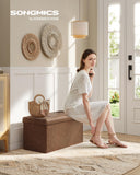 SONGMICS MAZIE Collection - 43 Inches Folding Storage Ottoman Bench, Ottoman with Storage, Foot Rest Stool, Load 660 lb, for Living Room, Synthetic Leather, Black ULSF701