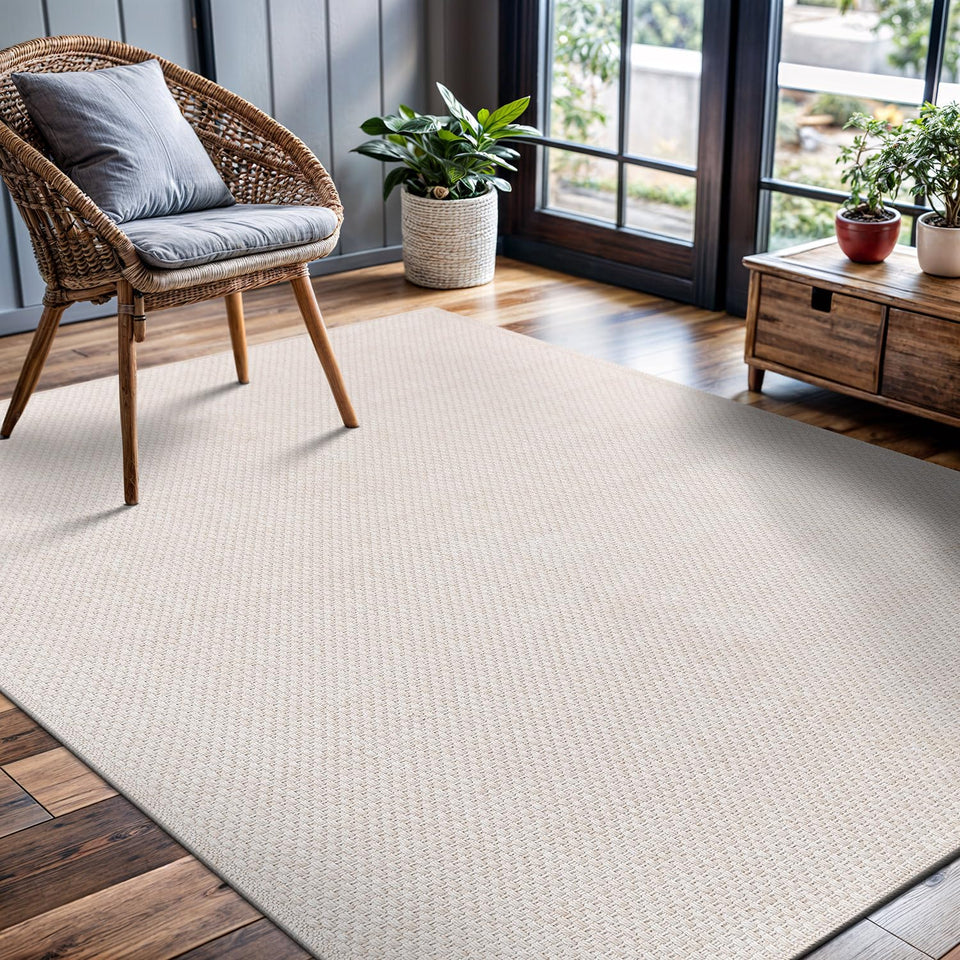 CAMILSON Easy Jute Rug 10x14, Indoor Outdoor Natural Color Fiber Area Rugs for Living Room Patio and Kitchen Rug, Sisal Boho Woven Design, Easy-Cleaning, Washable Outside Carpet Alfombras (10 x 14)