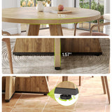 LITTLE TREE Round Dining Table for 4-6 People, 47 Inches Dining Room Table with Wooden Pedestal Base, Brown Dinner Tables, Circle Kitchen Tables for Dining Room, Kitchen, Living Room(Table Only)