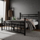 Feonase King Size Metal Platform Bed Frame with Victorian Classic Iron-Art Headboard & Footboard, Steel Slats Support, 12" Under Bed Storage, No Box Spring Needed, Easy Assembly, Noise-Free, Black