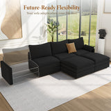 Vesgantti 142" U Shaped Sectional Couch, Comfy Cloud Modular Sectional Sofa with 2 Ottoman Deep Seat Chenille Modern Cloud Sofa, Modular Sofas for Living Room, Bedroom and Apartment, Beige