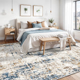 12x15 Area Rug for Living Room – Large Modern Neutral Abstract Thin Washable Carpet, Soft Low Pile Non-Slip Stain-Resistant for Bedroom Dining Room Home Office (Beige Grey)