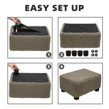 CAROLMADE Small Foot Stool Ottoman Footstool with Legs Under Desk Footrest for Living Room Bedroom and Office, Soft Ivory White