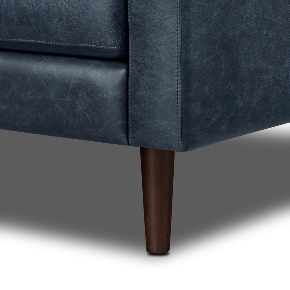 POLY & BARK Napa 72" Apartment Sofa – Italian-Tanned Full-Grain Pure-Aniline or Semi-Aniline Leather, Feather-Down Cushioning, Kiln-Dried Solid Wood Frame, Walnut Legs - Cognac Tan